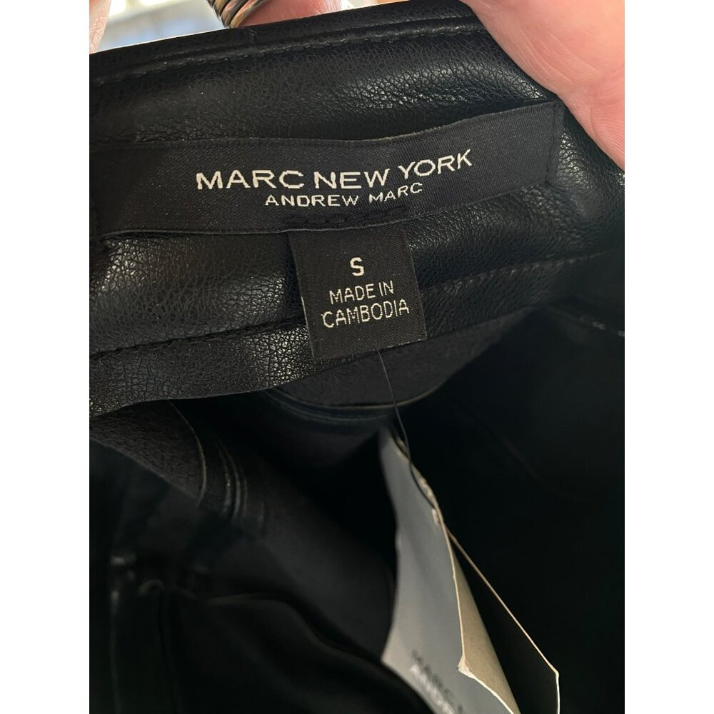Marc New York Andrew Marc Faux Leather Pencil Skirt Black Midi Style M5MS0319 S - Picture 3 of 9